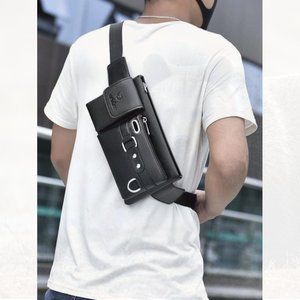 New Men Basic Waist Bag Black 123